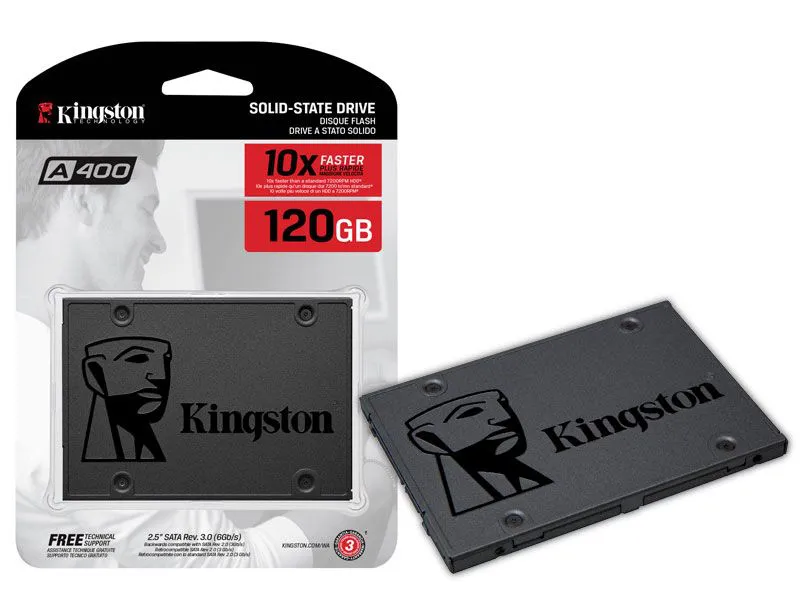 SSD Kingston A400, 120GB, SATA, Leitura 500MB/s, Gravação 320MB/s - SA400S37/120G - Imagem 2